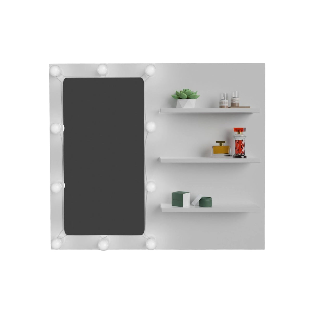 Panel Tocador Hollywood Blanco 80x70cm de Un Puesto con Iluminación LED - TOCADORES | Bylmo