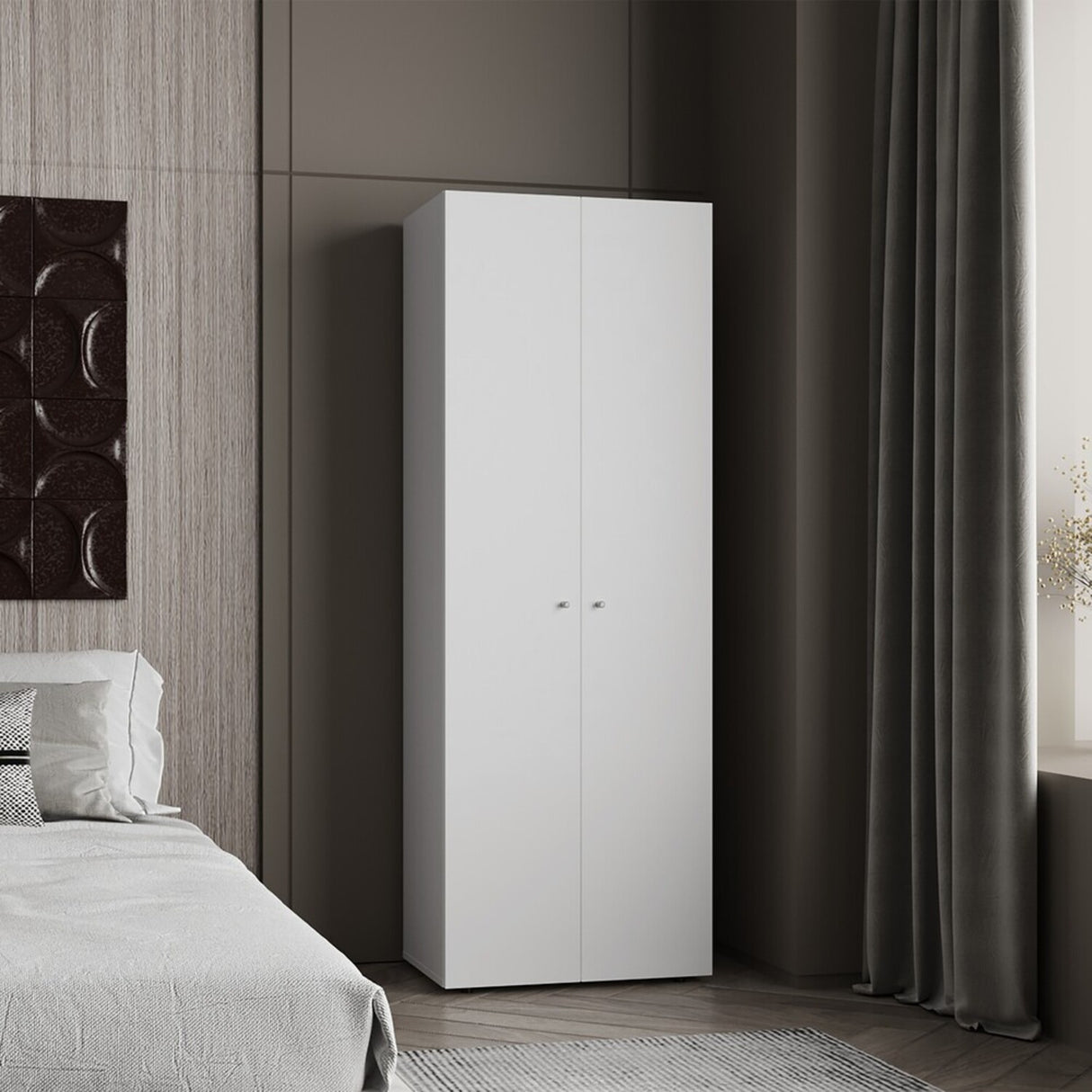 Closet Tuhogar Blanco 60x170cm sin Cajones y con Dos Puertas - CLOSETS | Bylmo