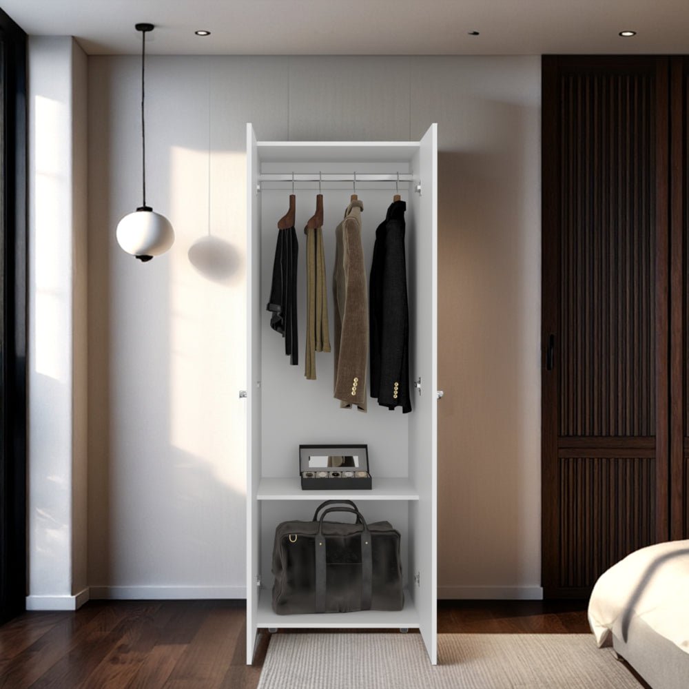 Closet Tuhogar Blanco 60x170cm sin Cajones con Dos Puertas y con Colgadero de Ropa - CLOSETS | Bylmo