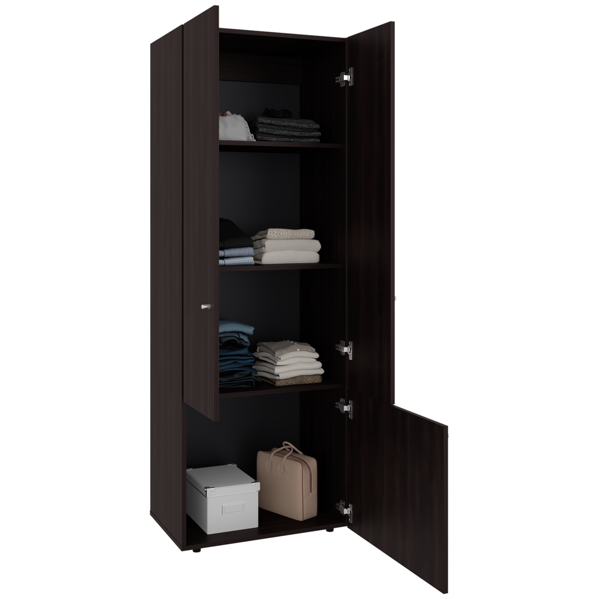 Closet Tuhogar Nogal y Wengue 60x170cm sin Cajones y con Tres Puertas - CLOSETS | Bylmo