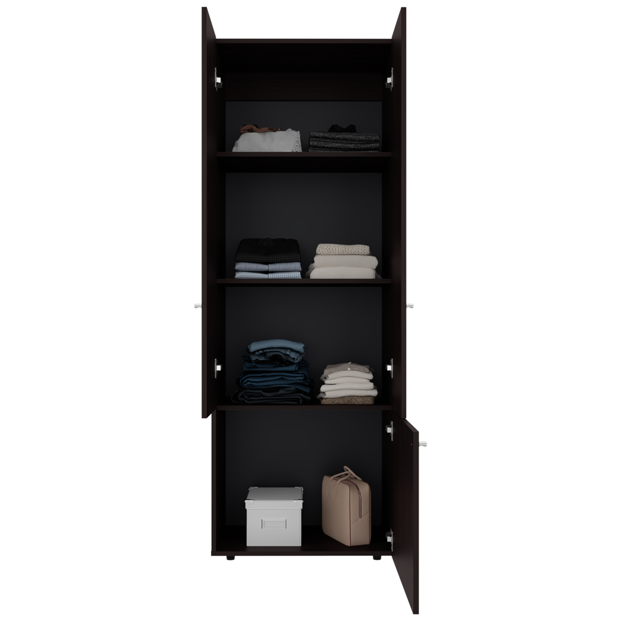 Closet Tuhogar Nogal y Wengue 60x170cm sin Cajones y con Tres Puertas - CLOSETS | Bylmo