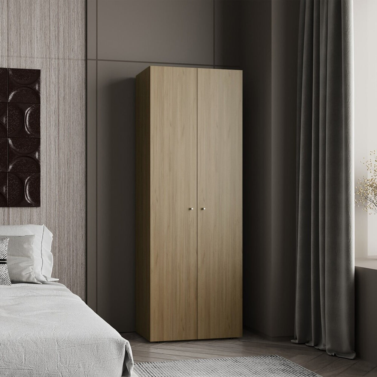 Closet Tuhogar Fresno Europeo y Blanco 60x170cm sin Cajones y con Dos Puertas - CLOSETS | Bylmo