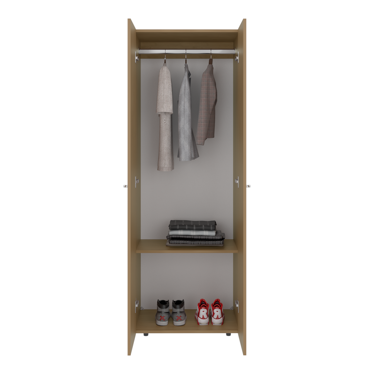 Closet Tuhogar Fresno Europeo y Blanco 60x170cm sin Cajones con Dos Puertas y con Colgadero de Ropa - CLOSETS | Bylmo