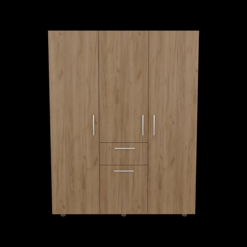 Closet Belen Fresno Europeo y Wengue 140x178cm con Un Cajón con Cuatro Puertas y con Colgadero de Ropa - CLOSETS | Bylmo