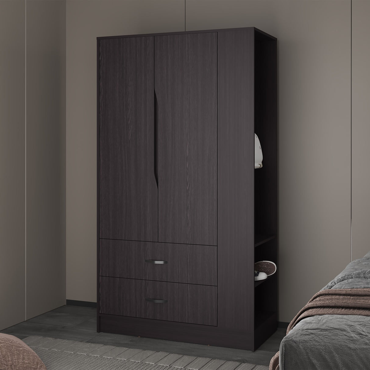 Closet Dakota Wengue 100x180.6cm con Un Cajón con Tres Puertas y con Colgadero de Ropa - CLOSETS | Bylmo
