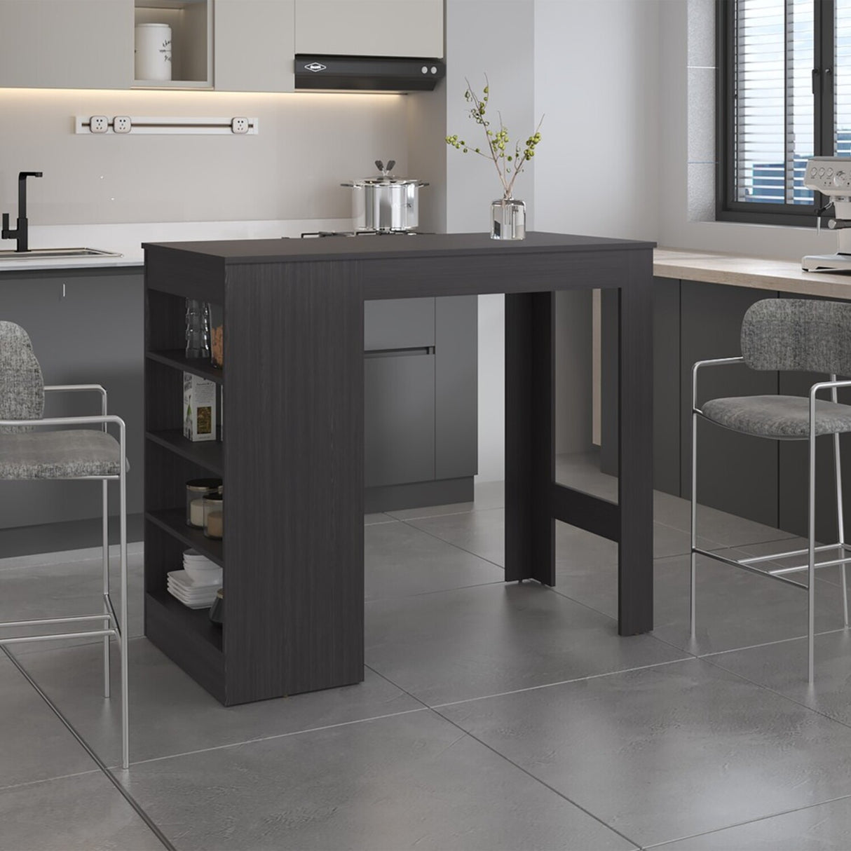 Barra de Cocina Greer Wengue 119.8x102cm con Cinco Compartimientos - BARRAS Y MUEBLES AUXILIARES | Bylmo