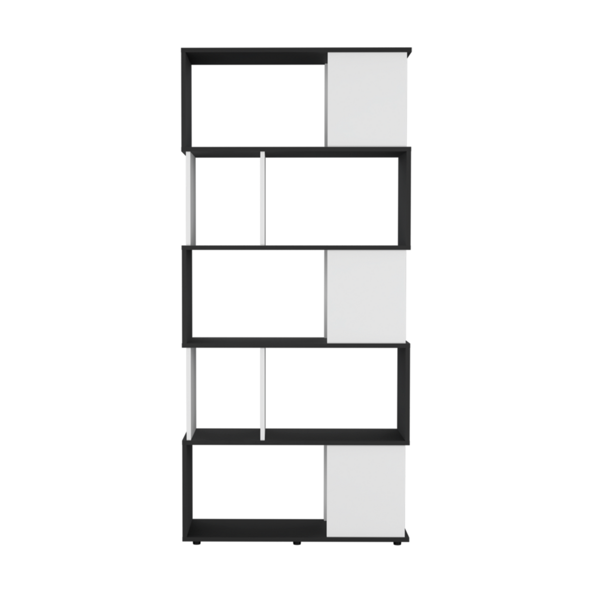 Biblioteca Noah Wengue y Blanco 80x175cm Rectangular con Siete Compartimientos - BIBLIOTECAS Y ESTANTERIAS | Bylmo