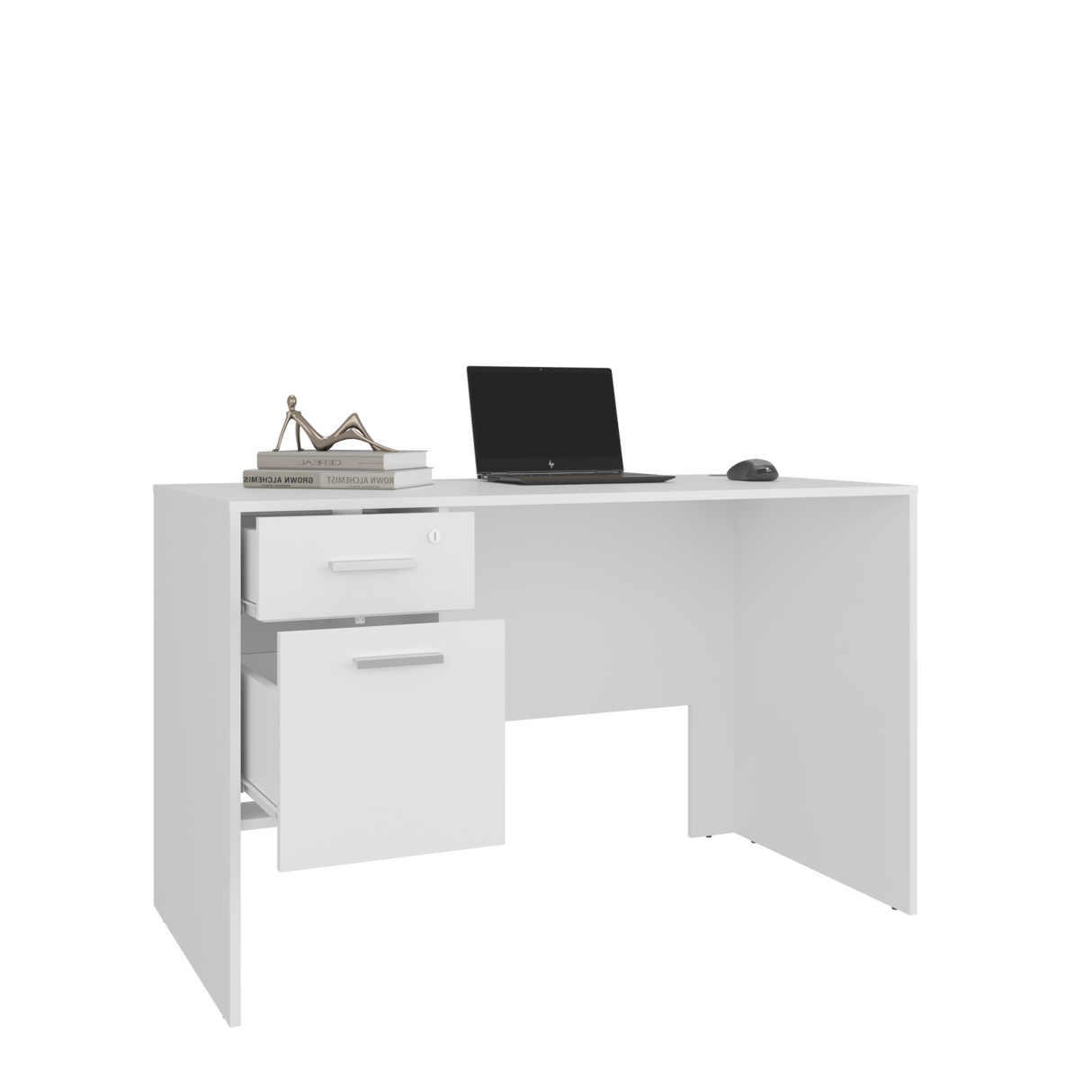 Escritorio Millier Blanco 120x75cm con Dos Cajones y con Organizador de Libros - ESCRITORIOS | Bylmo