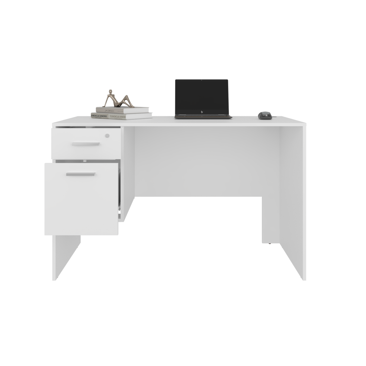 Escritorio Millier Blanco 120x75cm con Dos Cajones y con Organizador de Libros - ESCRITORIOS | Bylmo