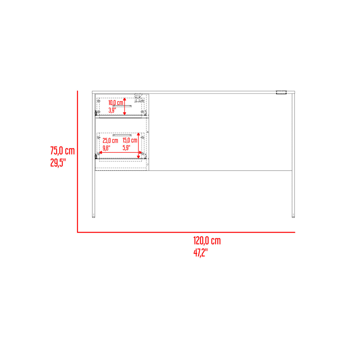 Escritorio Millier Bardolino 120x75cm con Dos Cajones y con Organizador de Libros - ESCRITORIOS | Bylmo
