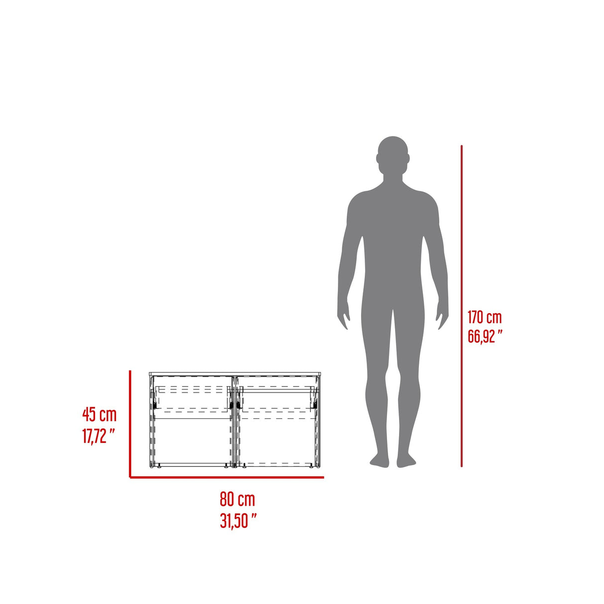 Mesa de Centro Lucien Nogal 80x45cm con Dos Asientos y con Compartimiento - MESAS DE CENTRO | Bylmo