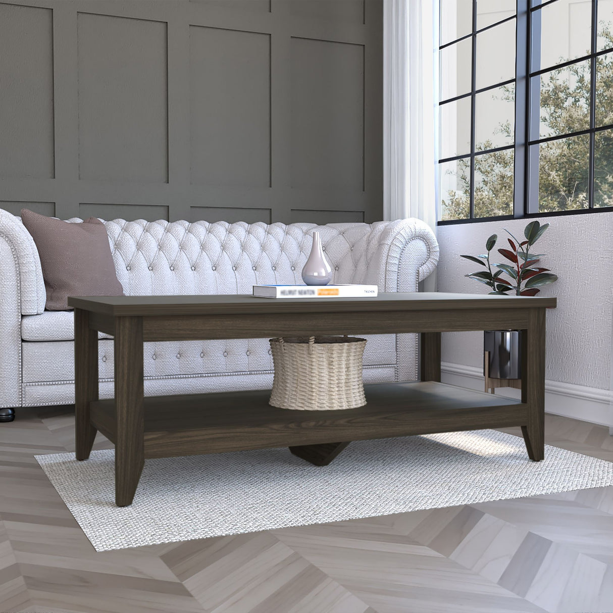 Mesa de Centro Accent Nogal 120x45.6cm con Compartimiento - MESAS DE CENTRO | Bylmo