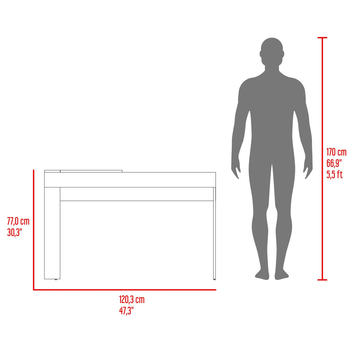 Tocador Maggie Blanco y Cotta 120.3x77cm 0 de Dos Puestos con Espejo y sin Sillas - TOCADORES | Bylmo