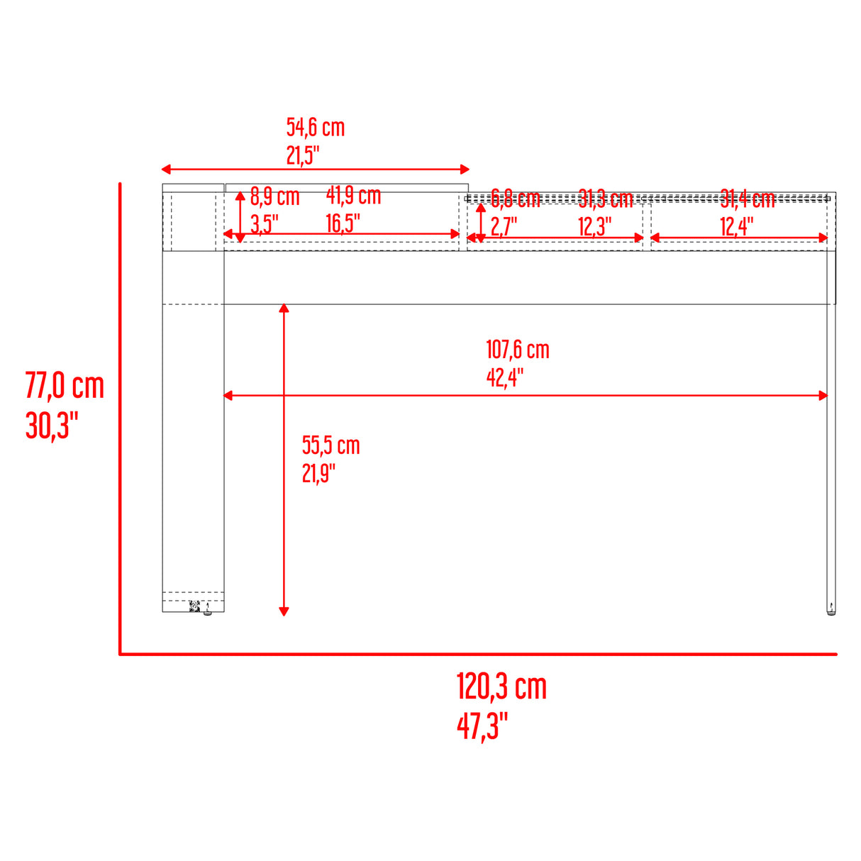 Tocador Maggie Blanco y Cotta 120.3x77cm 0 de Dos Puestos con Espejo y sin Sillas - TOCADORES | Bylmo