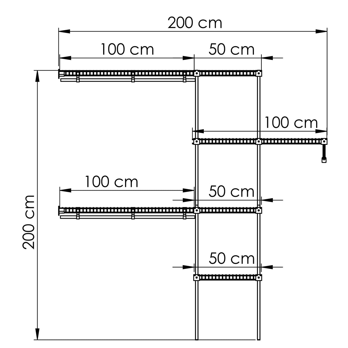 Closet Basic Blanco 250x200cm con Seis Compartimientos y con Colgadero de Ropa - CLOSETS | Bylmo