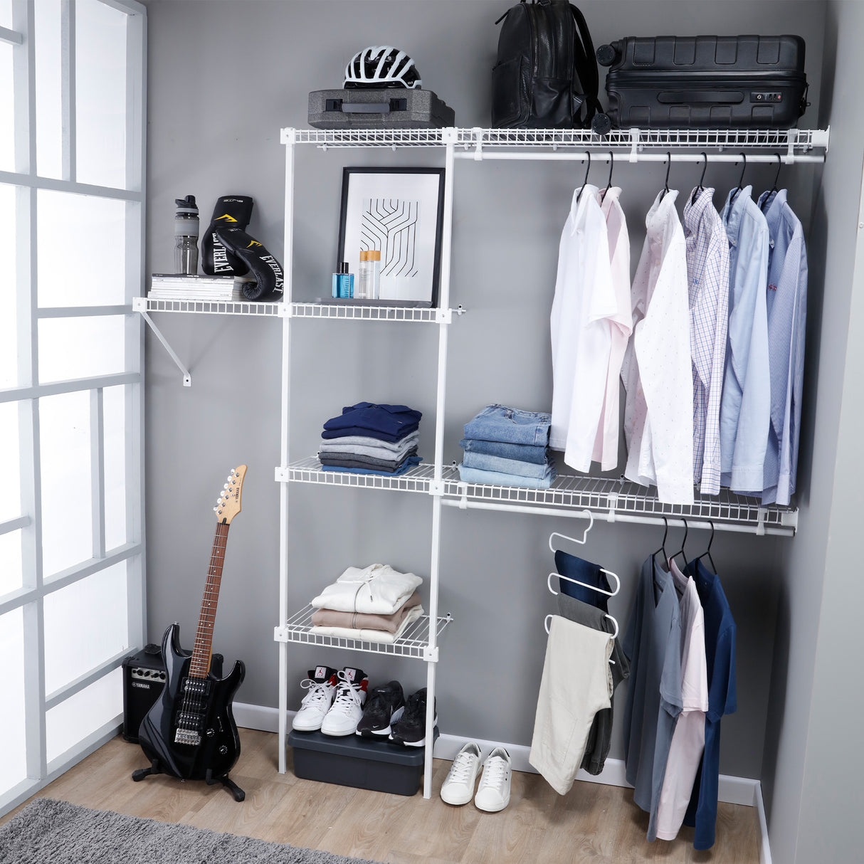 Closet Basic Blanco 250x200cm con Seis Compartimientos y con Colgadero de Ropa - CLOSETS | Bylmo