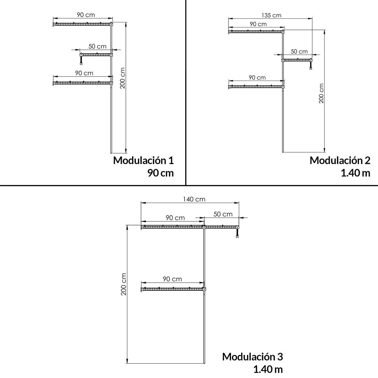 Closet Petit Blanco 140x180cm con Tres Compartimientos - CLOSETS | Bylmo