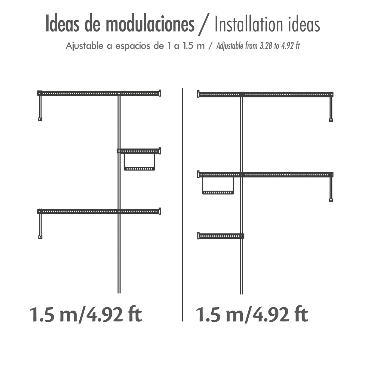 Closet Junior Negro 150x200cm con Un Cajón y con Cinco Compartimientos - CLOSETS | Bylmo