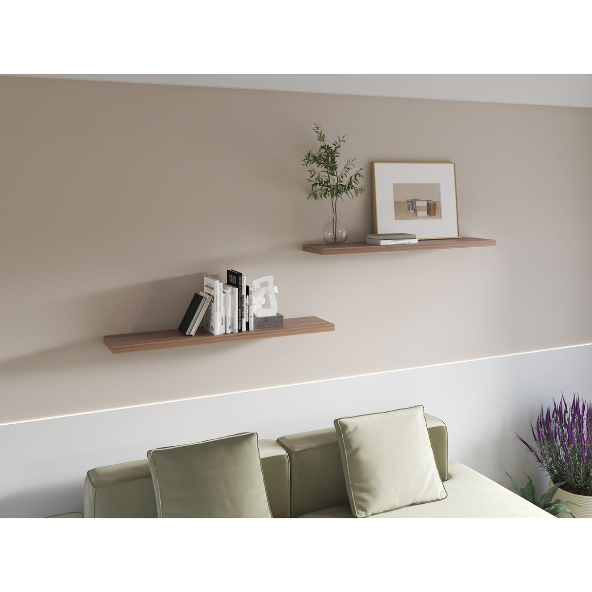 Set de 2 Repisas Café Expreso 120x3.8cm Flotante Rectangular - REPISAS | Bylmo