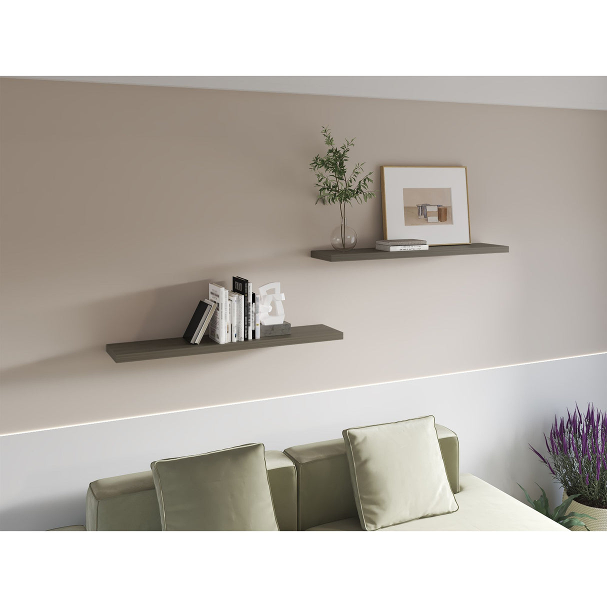 Set de 2 Repisas Olivo 120x3.8cm Flotante Rectangular - REPISAS | Bylmo