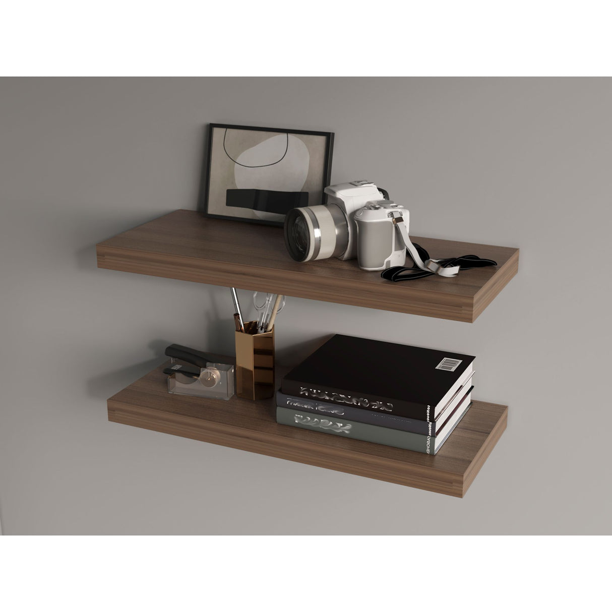 Set de 2 Repisas Café Expreso 80x3.8cm Flotante Rectangular - REPISAS | Bylmo