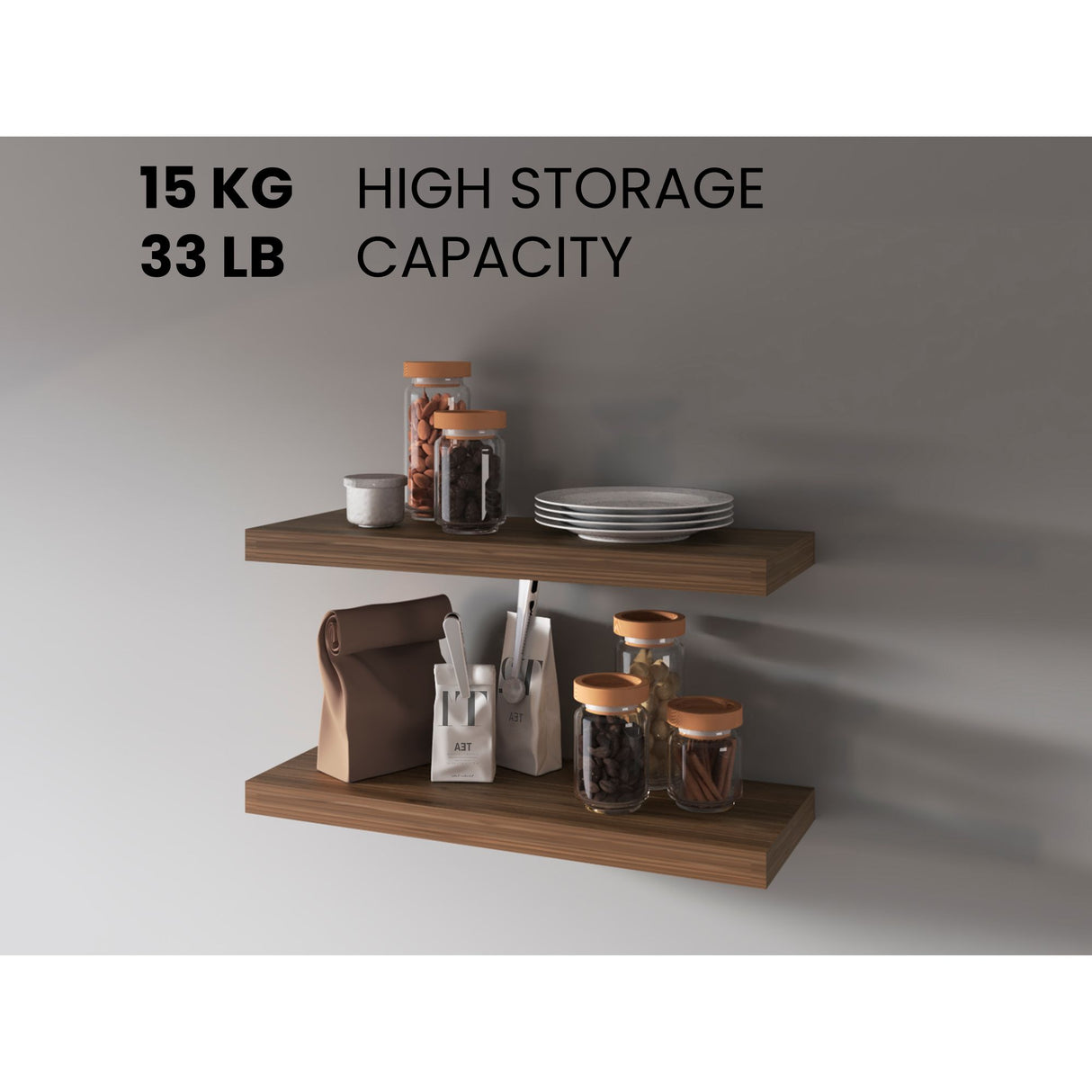 Set de 2 Repisas Habano 80x3.8cm Flotante Rectangular - REPISAS | Bylmo