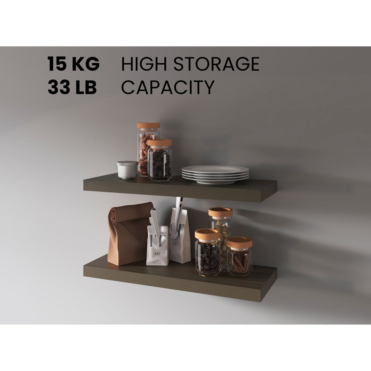 Set de 2 Repisas Olivo 80x3.8cm Flotante Rectangular - REPISAS | Bylmo