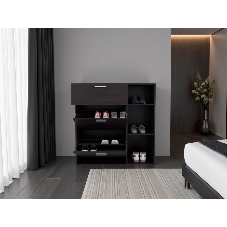 Zapatero Showie Wengue 97.1x100.6cm Horizontal para Doce Pares y de Tres Niveles - ZAPATEROS | Bylmo