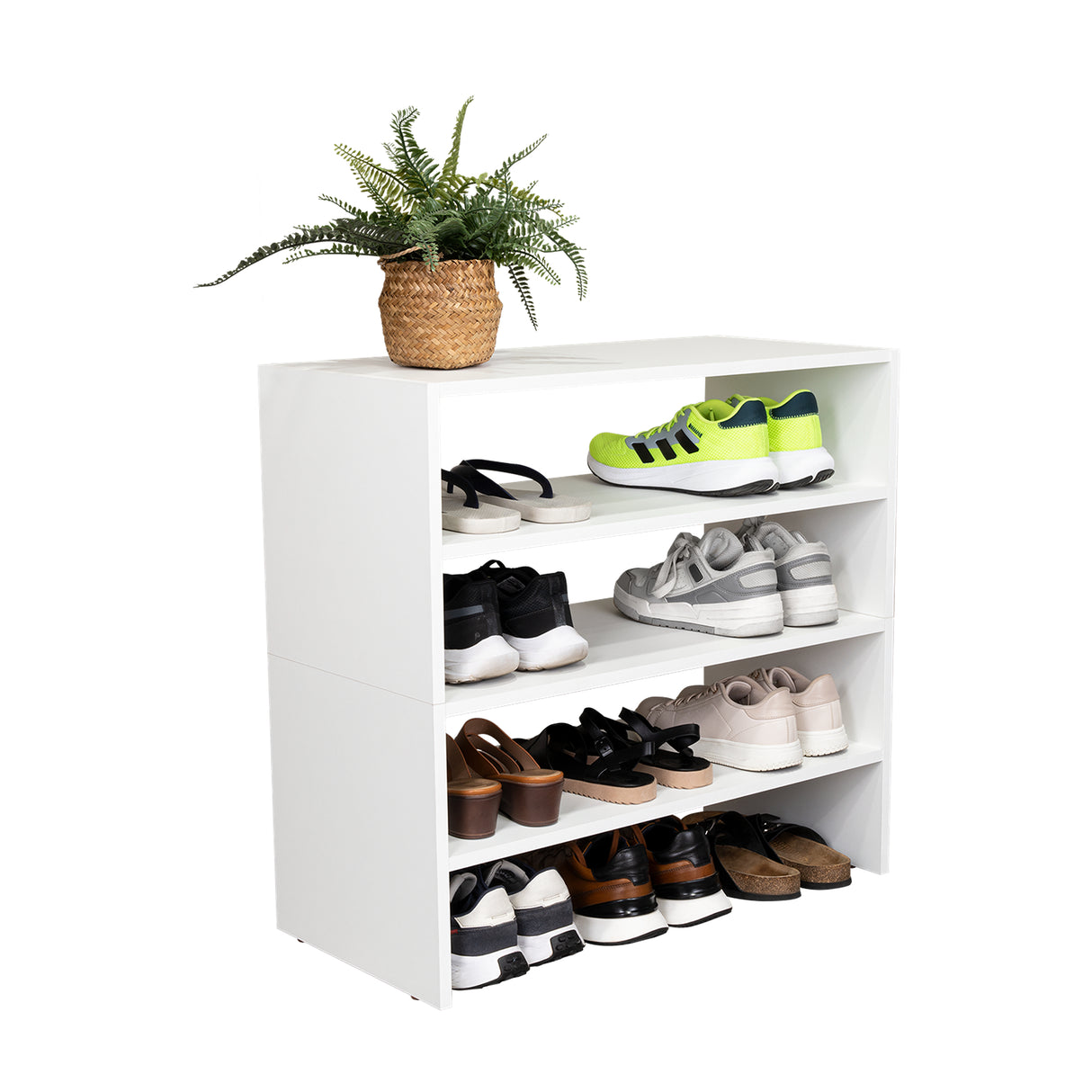 Zapatero Silpa Blanco 71.8x34.9cm Horizontal para Cuatro Pares y de Dos Niveles - ZAPATEROS | Bylmo