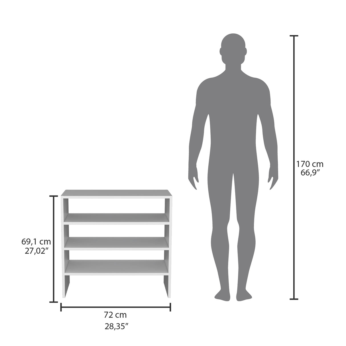 Zapatero Silpa Blanco 71.8x34.9cm Horizontal para Cuatro Pares y de Dos Niveles - ZAPATEROS | Bylmo