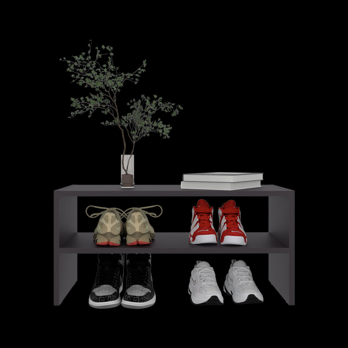 Zapatero Silpa Wengue 71.8x34.9cm Horizontal para Cuatro Pares y de Dos Niveles - ZAPATEROS | Bylmo