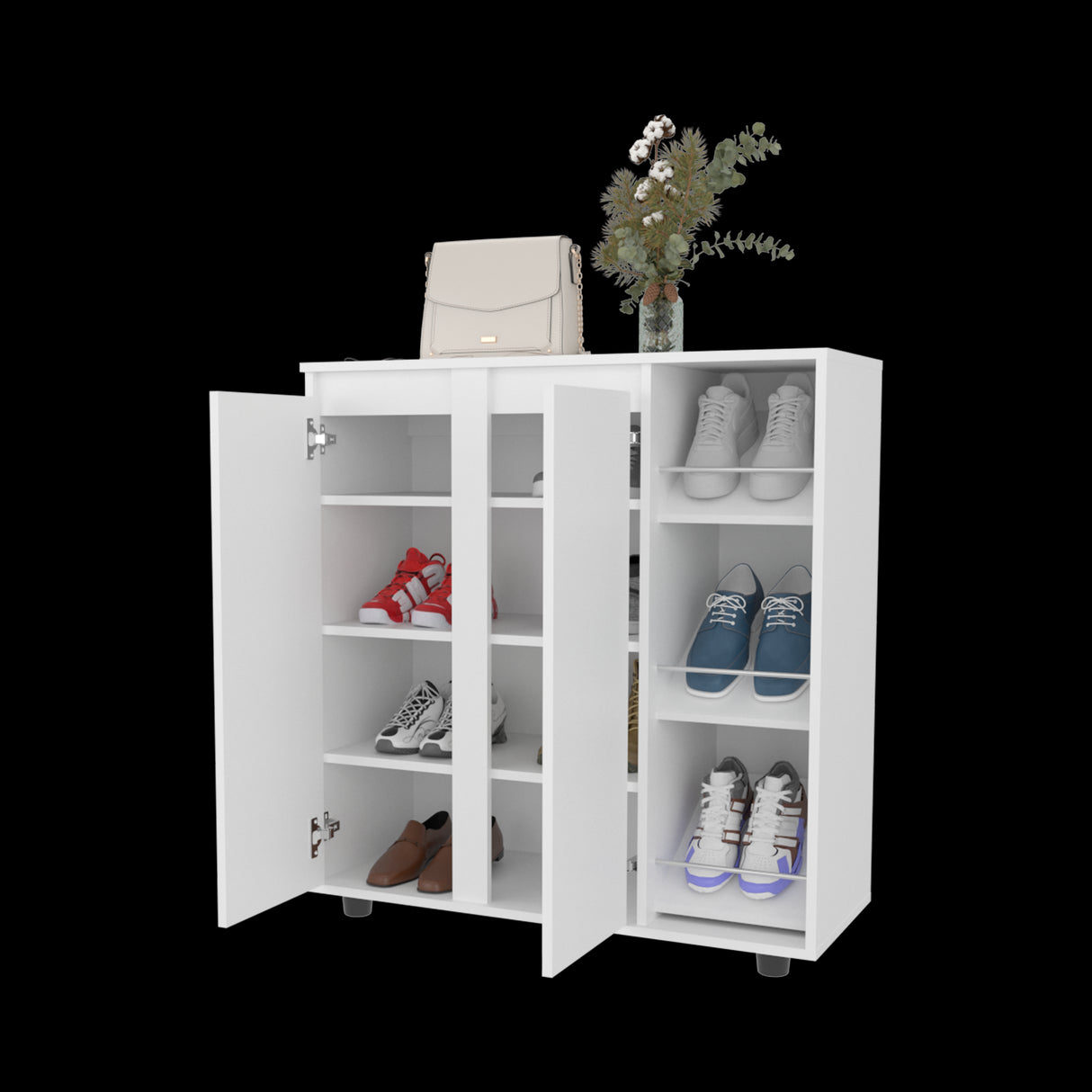 Zapatero Houck Blanco 86.5x91.5cm Horizontal para Nueve Pares y de Tres Niveles - ZAPATEROS | Bylmo