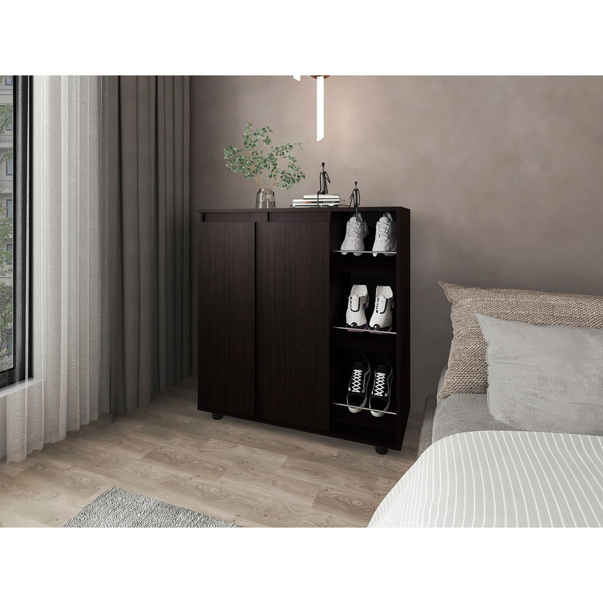 Zapatero Houck Wengue 86.5x91.5cm Horizontal para Nueve Pares y de Tres Niveles - ZAPATEROS | Bylmo