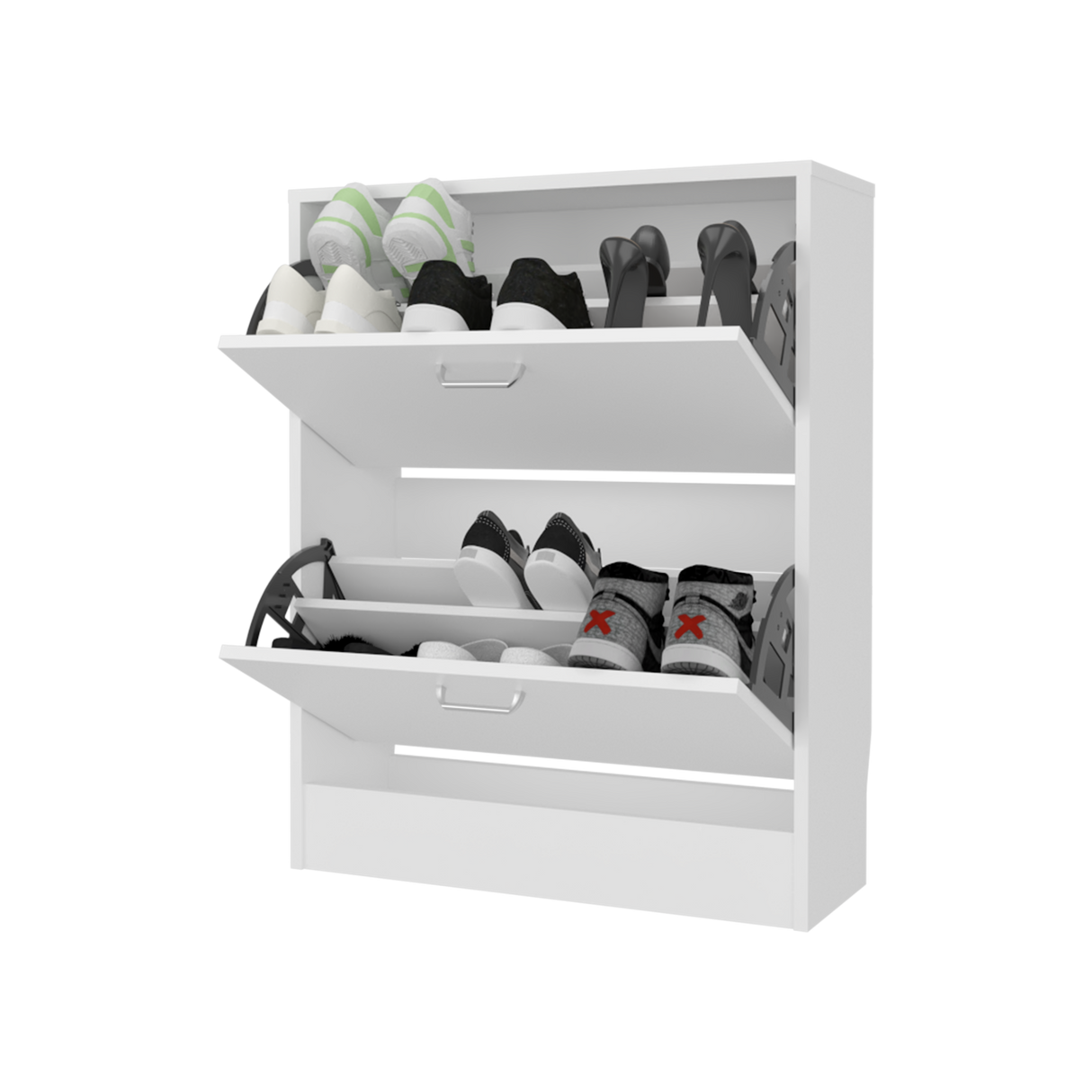 Zapatero Inola Blanco 63x80cm Horizontal para Doce Pares y de Tres Niveles - ZAPATEROS | Bylmo