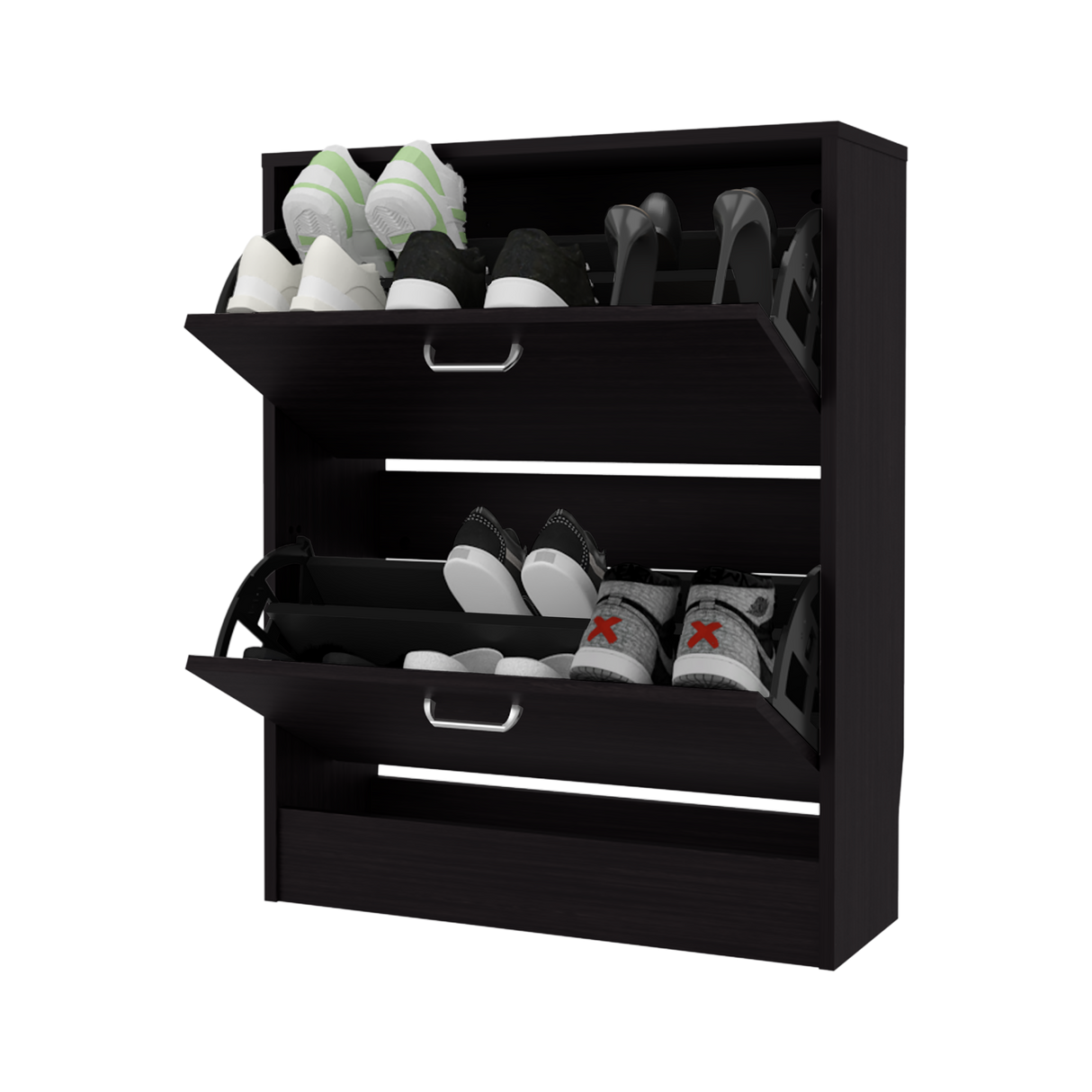 Zapatero Inola Wengue 63x80cm Horizontal para Doce Pares y de Tres Niveles - ZAPATEROS | Bylmo