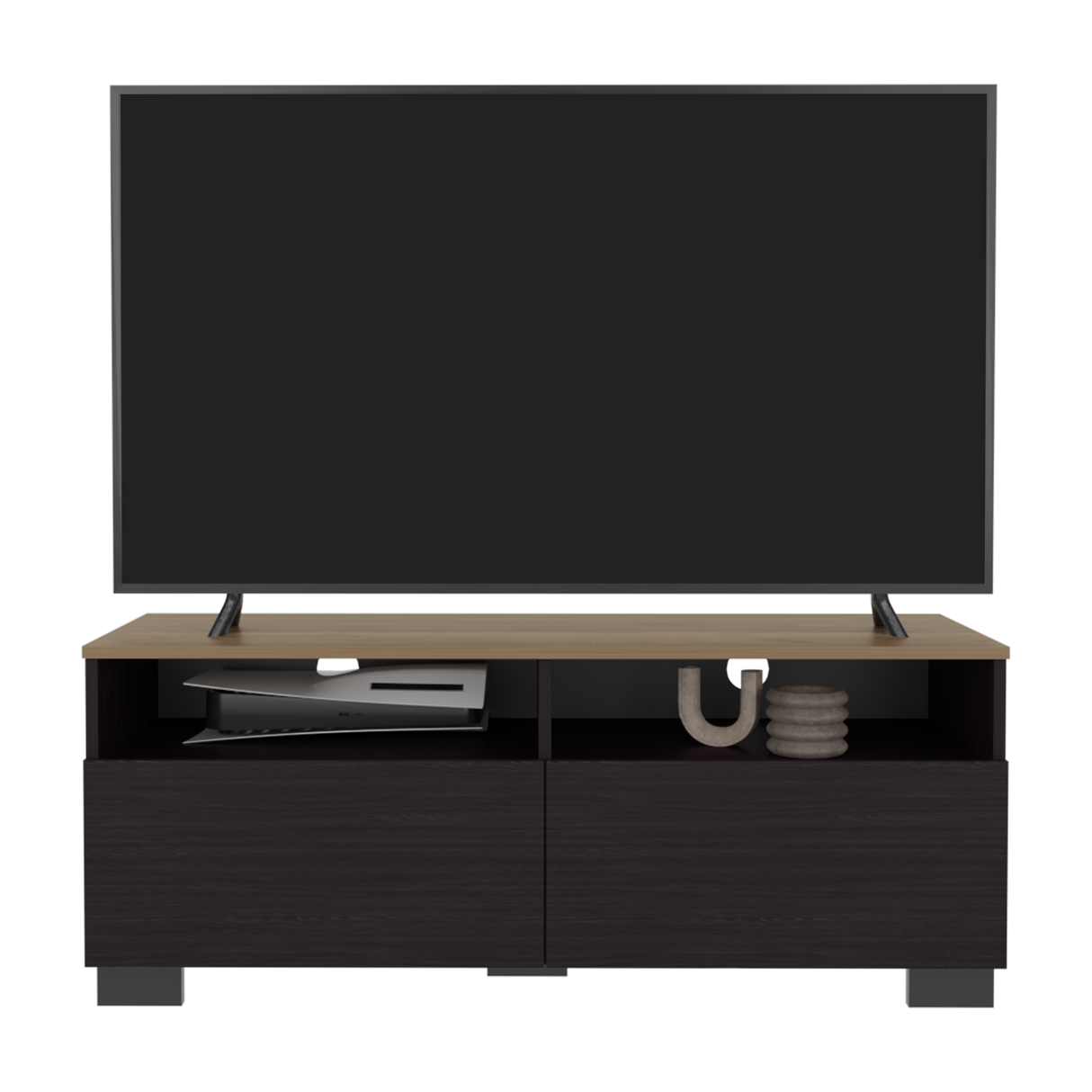 Rack de TV Colman Wengue y Fresno 113x45cm para TV Hasta 50 Pulgadas con Cuatro Compartimientos - MUEBLES DE TV | Bylmo