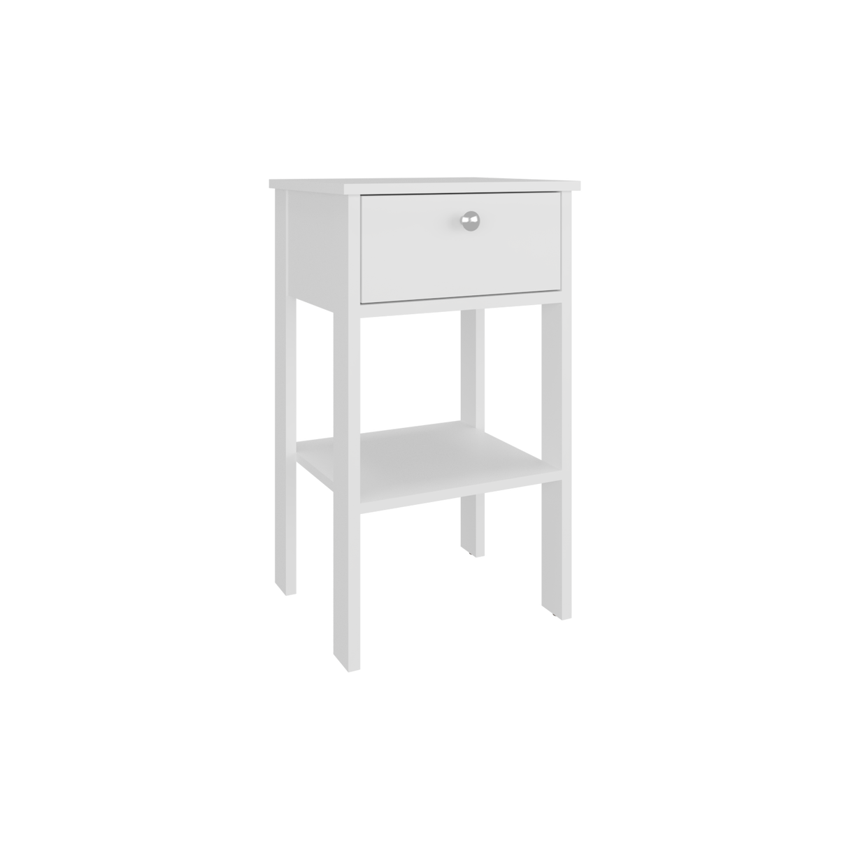 Mesa de Noche Newcastle Blanco 40x70cm con Un Cajón y con Dos Compartimientos - MESAS DE NOCHE | Bylmo