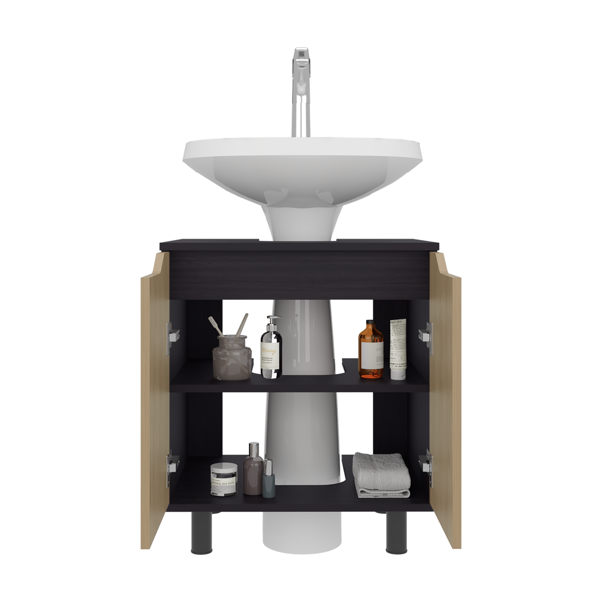 Mueble para Lavamanos Marlo Wengue y Fresno Europeo 55x63cm Individual sin Lavamanos - MUEBLES PARA LAVAMANOS | Bylmo