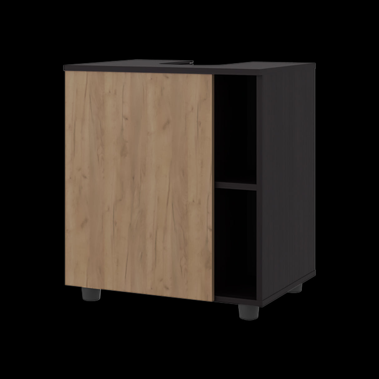 Mueble para Lavamanos Pascuale Wengue y Fresno Europeo 55x62cm Individual sin Lavamanos - MUEBLES PARA LAVAMANOS | Bylmo