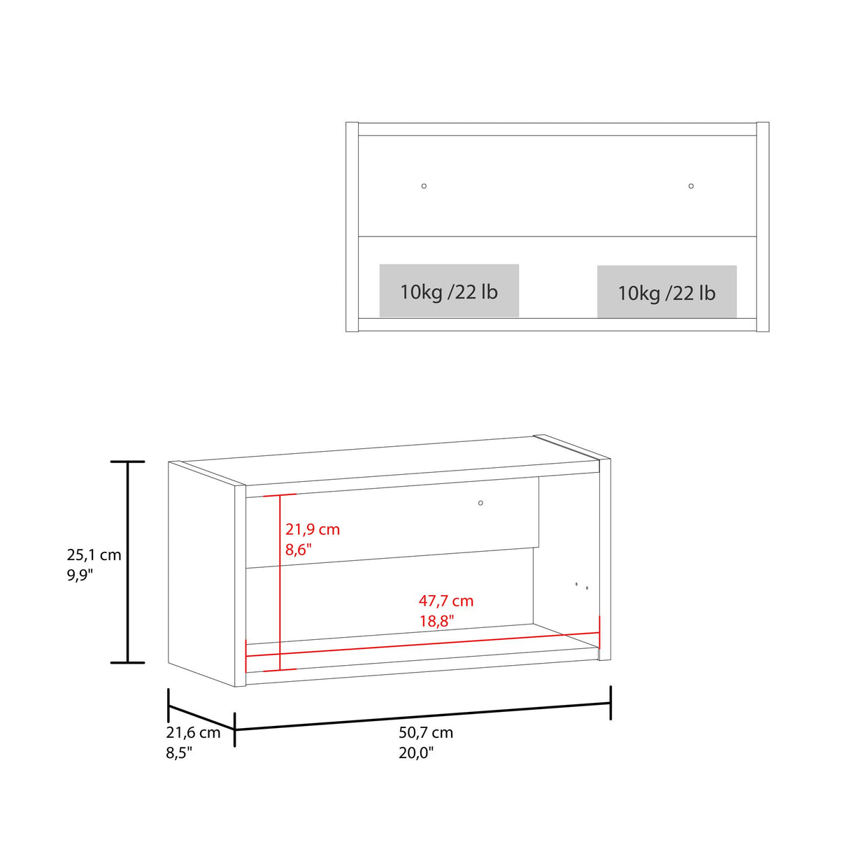 Armario de Aseo Elsah Blanco 50.7x25.1cm Con Una Puerta - MUEBLES DE ASEO Y ROPAS | Bylmo