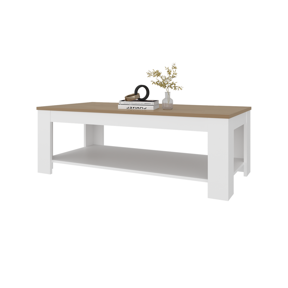Mesa de Centro Cecil Blanco Fresno 120x41.2cm Rectangular con Patas - MESAS DE CENTRO | Bylmo