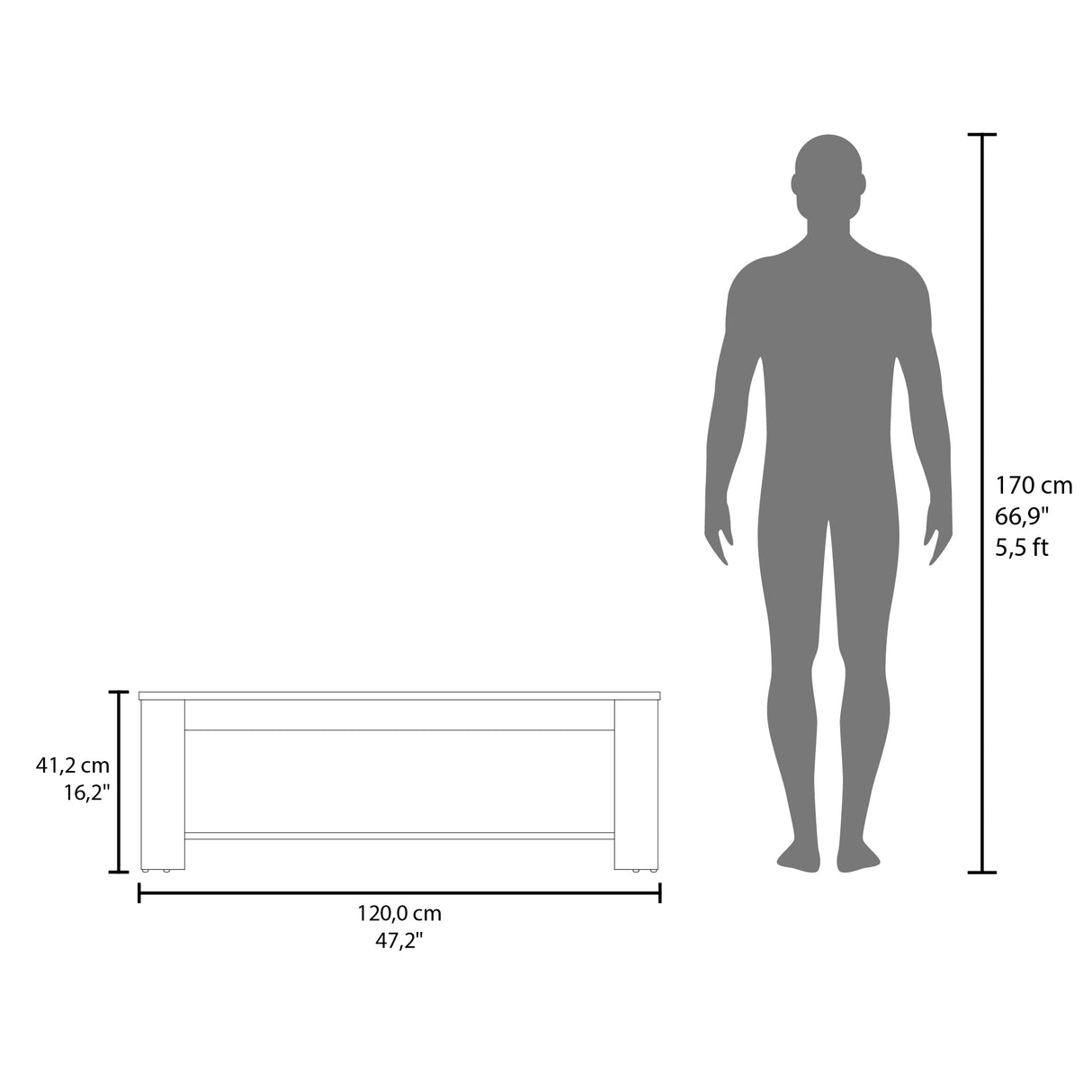 Mesa de Centro Cecil Blanco Fresno 120x41.2cm Rectangular con Patas - MESAS DE CENTRO | Bylmo
