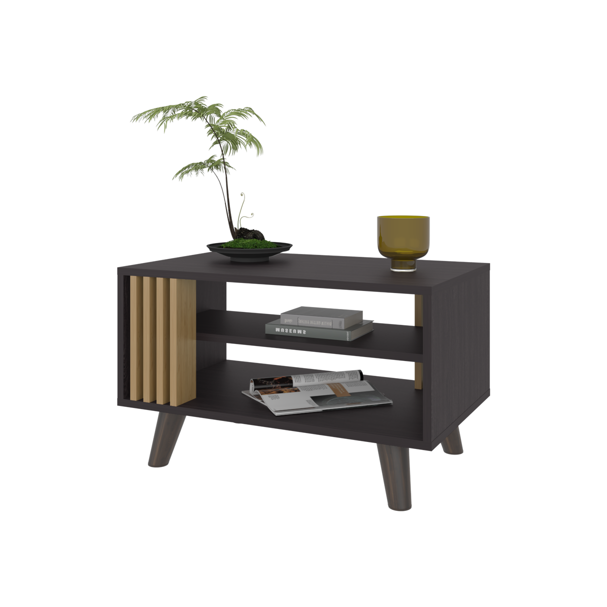 Mesa de Centro Shawnee Wengue Fresno 66.3x40cm Rectangular con Patas - MESAS DE CENTRO | Bylmo