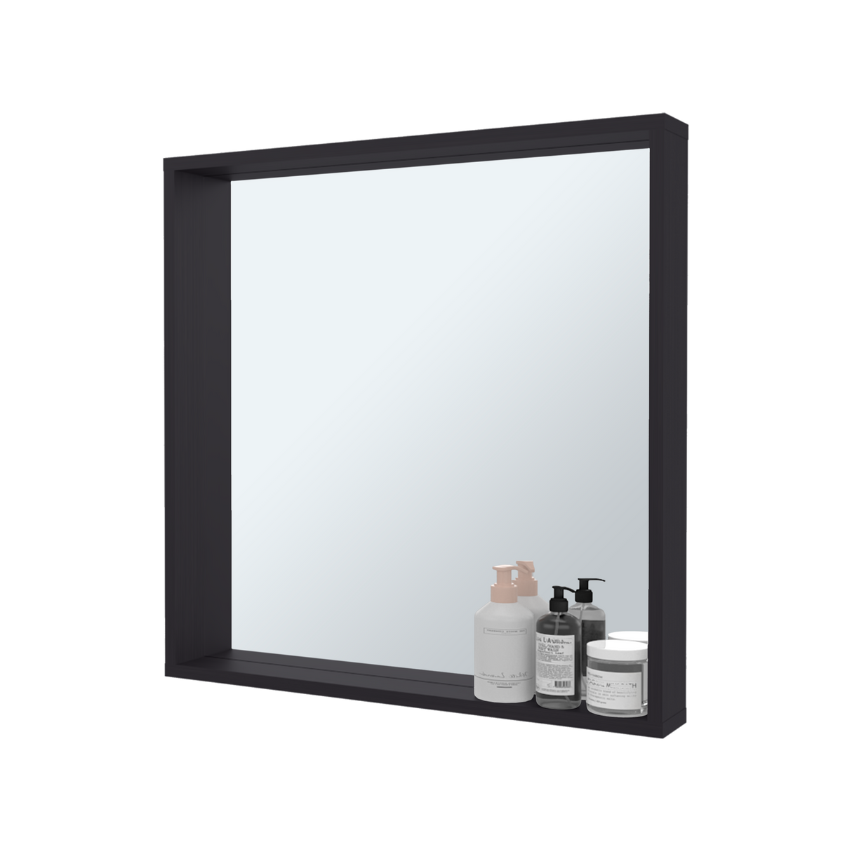 Gabinete de Baño Dakota Wengue 60x60cm Rectangular con Espejo y sin Puertas - GABINETES DE BANHO | Bylmo