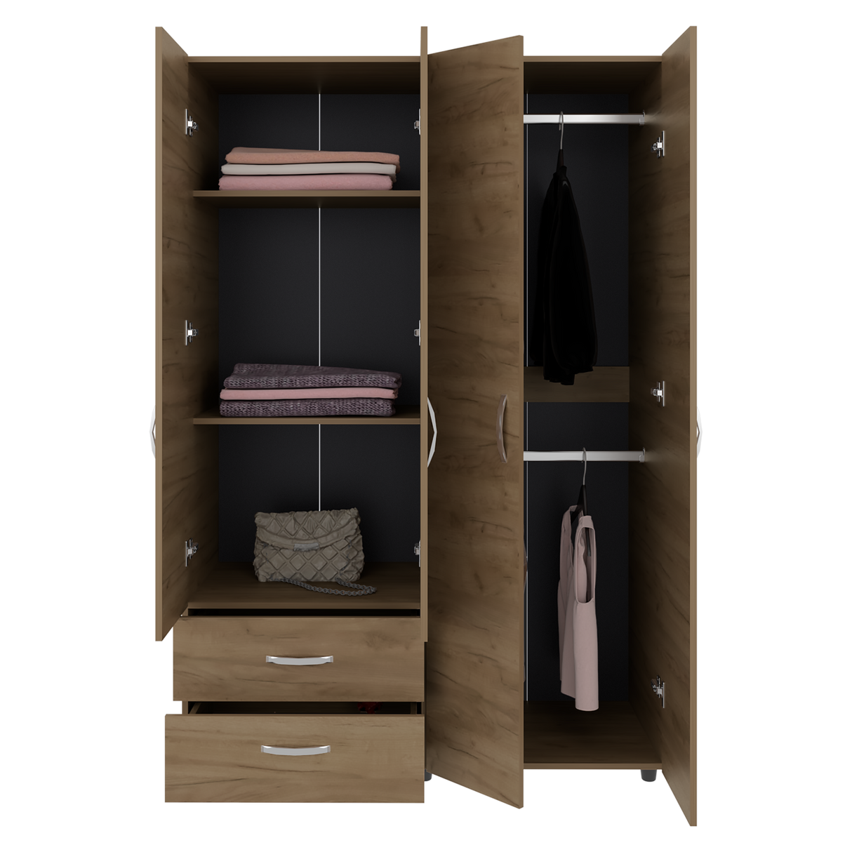 Closet Ankora Basic Fresno Europeo 120x180cm con Dos Cajones y Seis Compartimientos - CLOSETS | Bylmo