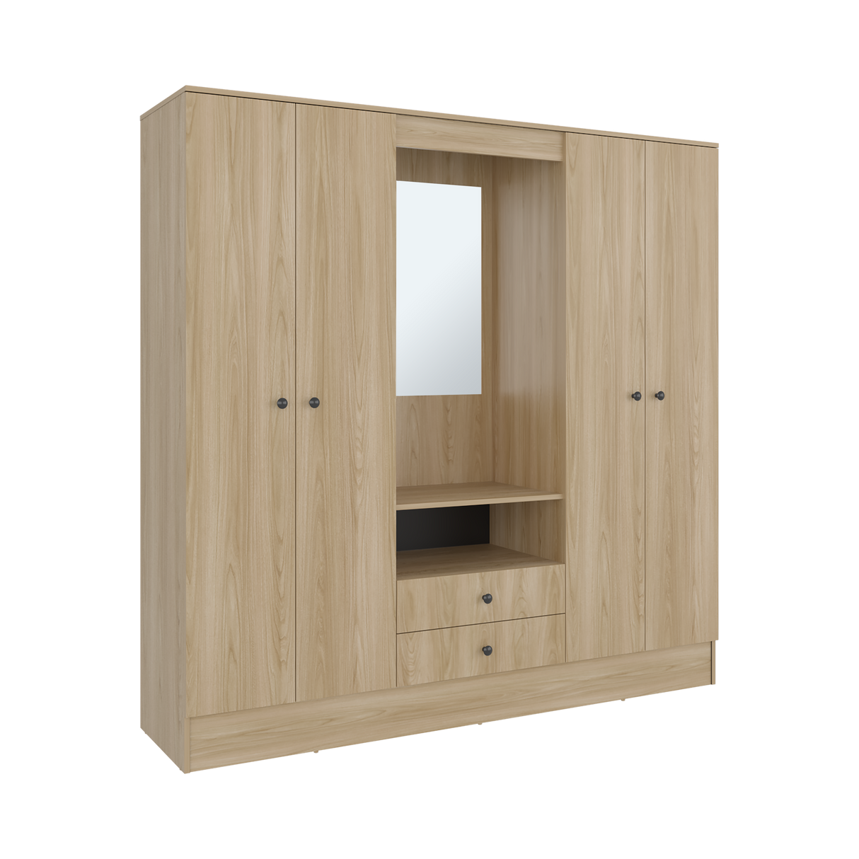 Closet Barmine Fresno Europeo y Wengue 180.2x180.6cm con Espejo con Dos Cajones y Seis Compartimientos - CLOSETS | Bylmo