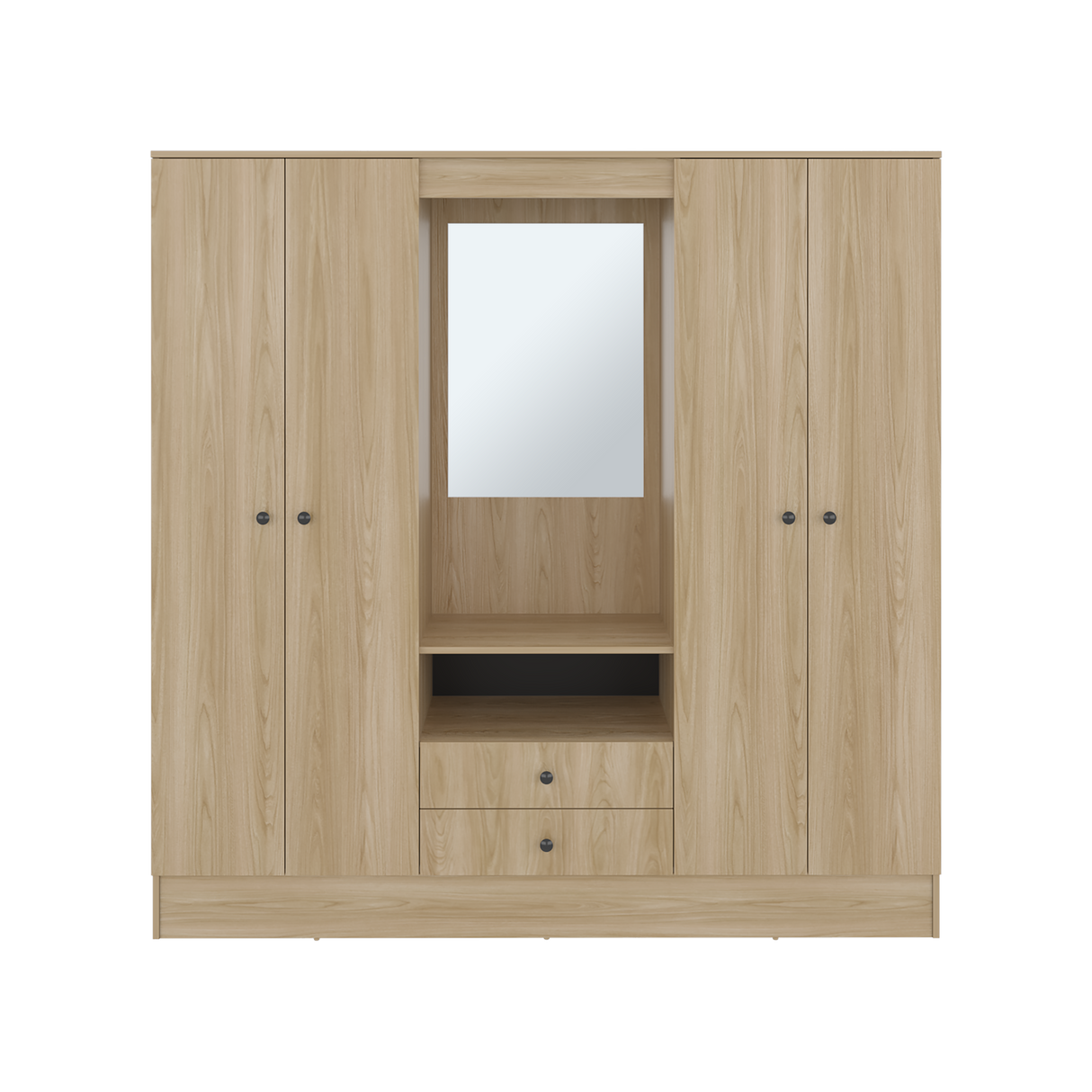 Closet Barmine Fresno Europeo y Wengue 180.2x180.6cm con Espejo con Dos Cajones y Seis Compartimientos - CLOSETS | Bylmo