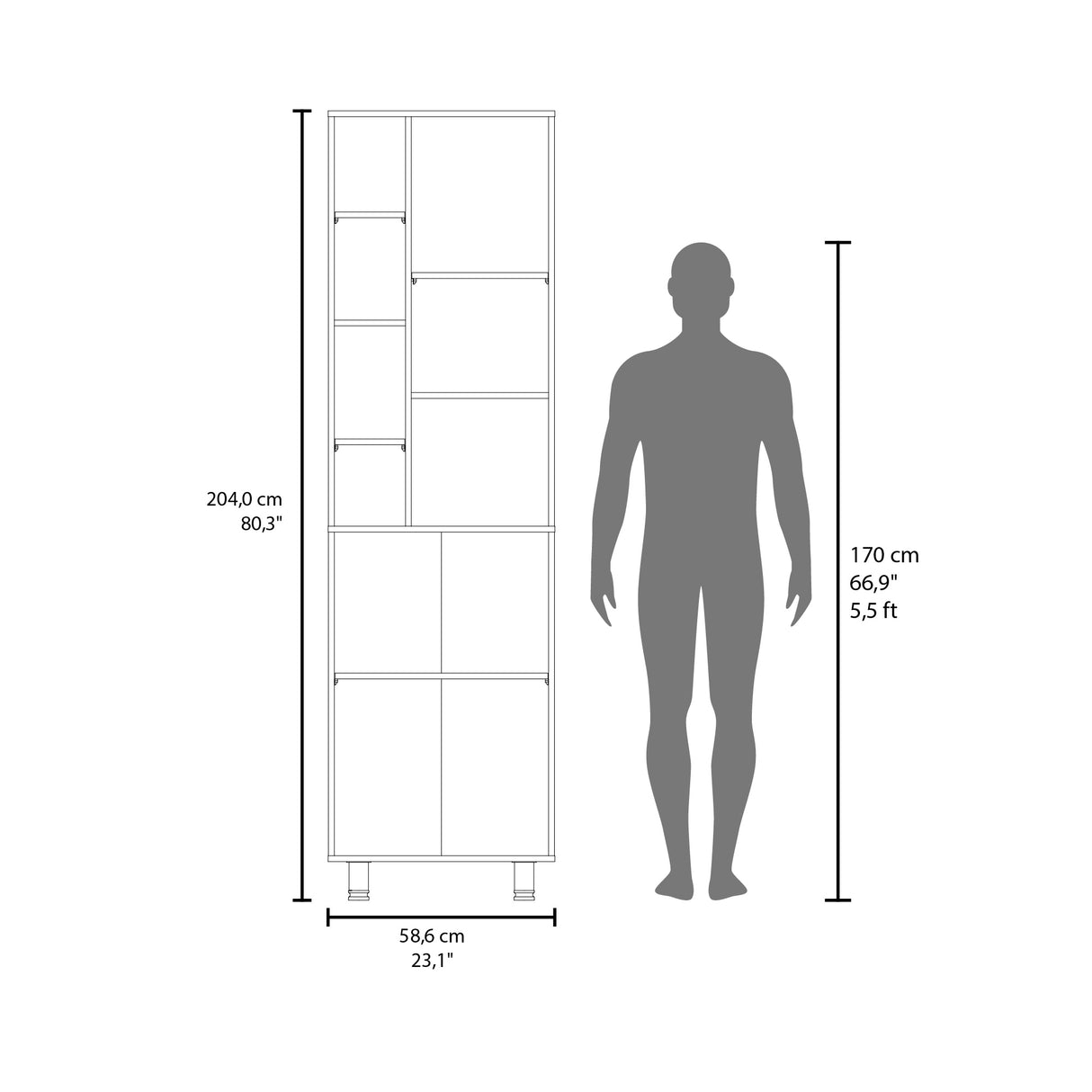Alacena Burton Blanco 58.6x204cm con Patas y con Dos Puertas - ALACENAS Y MUEBLES MICROONDAS | Bylmo