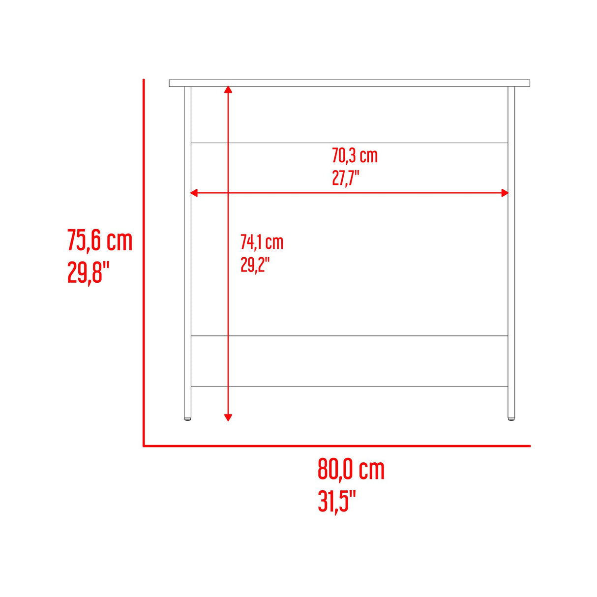 Escritorio Ben Eco Blanco Fresno 80x75.6cm sin Cajones - ESCRITORIOS | Bylmo