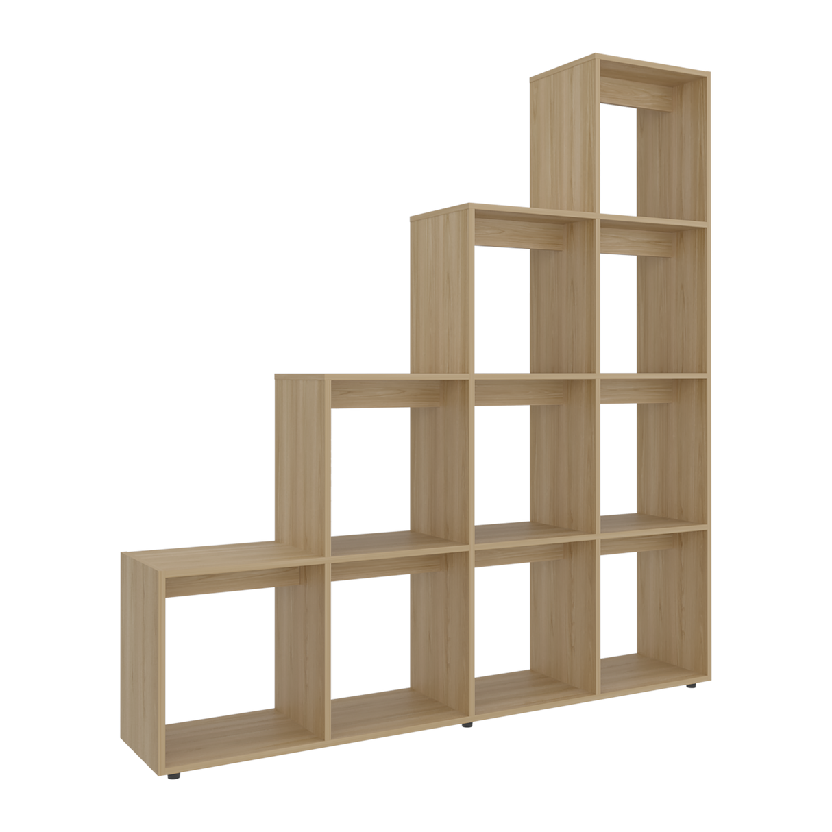 Biblioteca Esquinera Beijing Fresno Europeo 162x167cm Triangular con Diez Compartimientos y con Diez Entrepaños - BIBLIOTECAS Y ESTANTERIAS | Bylmo